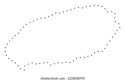 Vector stroke dot Korean Jeju Island map in black color, small border points have diamond shape. Track the path points and get Korean Jeju Island map.