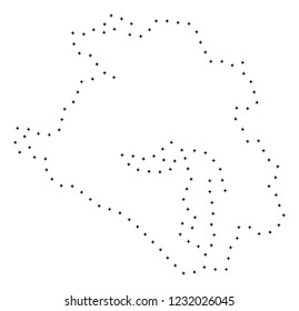 Vector stroke dot Krasnodarskiy Kray map in black color, small border points have diamond shape. Follow the path points and get Krasnodarskiy Kray map.