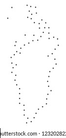 Vector stroke dot Krasnoyarskiy Kray map in black color, small border points have diamond shape. Follow the frame points and get Krasnoyarskiy Kray map.
