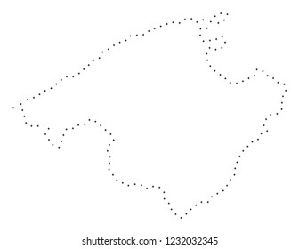 Vector stroke dot Majorca map in black color, small border points have diamond shape. Track the frame points and get Majorca map. Educational geographic template for Majorca map quiz.