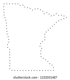 Vector stroke dot Minnesota State map in black color, small border points have diamond shape. Trace the frame points and get Minnesota State map.