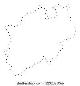 Vector stroke dot North Rhine-Westphalia State map in black color, small border points have diamond shape. Track the path points and get North Rhine-Westphalia State map.