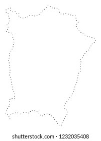 Vector stroke dot Penang Island map in black color, small border points have diamond shape. Discover the frame points and get Penang Island map.