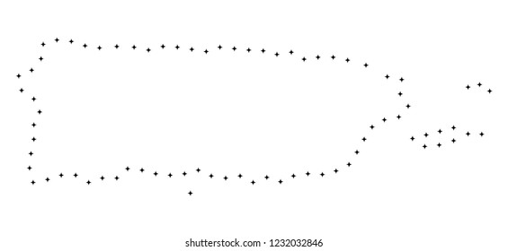 Vector stroke dot Puerto Rico map in black color, small border points have diamond shape. Track the frame points and get Puerto Rico map. Educational geographic sketch for Puerto Rico map quiz.