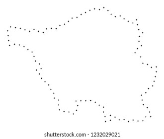 Vector stroke dot Saarland State map in black color, small border points have diamond shape. Trace the frame points and get Saarland State map.