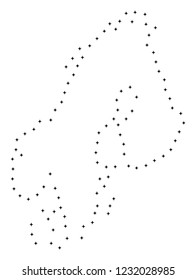 Vector stroke dot Scandinavia map in black color, small border points have diamond shape. Connect the frame points and get Scandinavia map. Educational geographic template for Scandinavia map quiz.