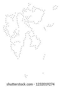Vector stroke dot Svalbard Island map in black color, small border points have diamond shape. Trace the frame points and get Svalbard Island map.