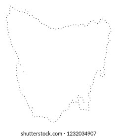 Vector stroke dot Tasmania Island map in black color, small border points have diamond shape. Track the path points and get Tasmania Island map.