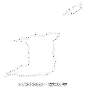 Vector stroke dot Trinidad and Tobago map in black color, small border points have diamond shape. Connect the path points and get Trinidad and Tobago map.