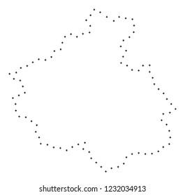 Vector stroke dotted Altai Republic map in black color, small border points have diamond shape. Discover the path points and get Altai Republic map.