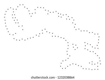 Vector stroke dotted Baffin Island map in black color, small border points have diamond shape. Connect the path points and get Baffin Island map.