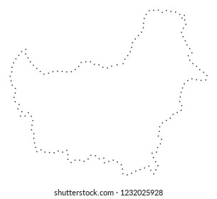 Vector stroke dotted Borneo Island map in black color, small border points have diamond shape. Follow the path points and get Borneo Island map.
