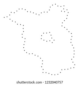 Vector stroke dotted Brandenburg State map in black color, small border points have diamond shape. Track the path points and get Brandenburg State map.