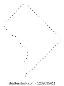 Vector stroke dotted District Columbia map in black color, small border points have diamond shape. Discover the frame points and get District Columbia map.