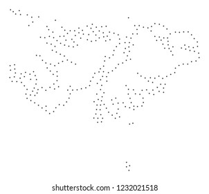 Vector stroke dotted Falkland Islands map in black color, small border points have diamond shape. Discover the frame points and get Falkland Islands map.