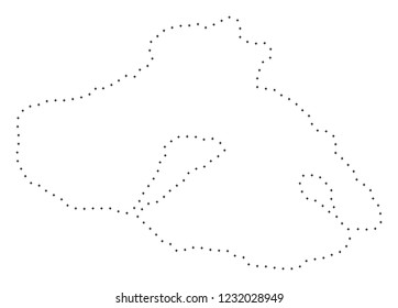 Vector stroke dotted Greek Lesbos Island map in black color, small border points have diamond shape. Follow the frame points and get Greek Lesbos Island map.