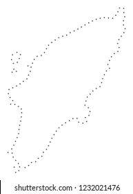 Vector stroke dotted Greek Rhodes Island map in black color, small border points have diamond shape. Follow the frame points and get Greek Rhodes Island map.