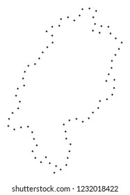 Vector stroke dotted Hesse State map in black color, small border points have diamond shape. Discover the frame points and get Hesse State map. Educational geographic draft for Hesse State map quiz.