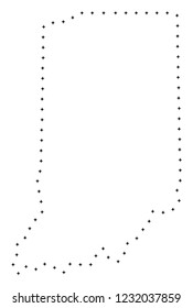 Vector stroke dotted Indiana State map in black color, small border points have diamond shape. Follow the frame points and get Indiana State map.
