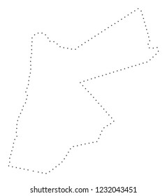 Vector stroke dotted Jordan map in black color, small border points have diamond shape. Discover the frame points and get Jordan map. Educational geographic template for Jordan map quiz.