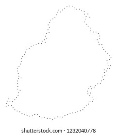 Vector stroke dotted Mauritius Island map in black color, small border points have diamond shape. Track the path points and get Mauritius Island map.