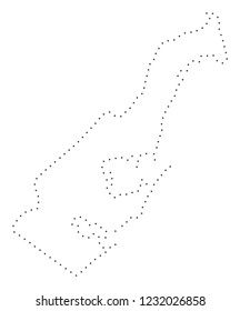 Vector stroke dotted Monaco map in black color, small border points have diamond shape. Discover the path points and get Monaco map. Educational geographic template for Monaco map quiz.