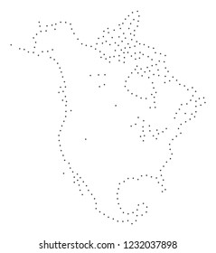 Vector stroke dotted North America v2 map in black color, small border points have diamond shape. Connect the frame points and get North America v2 map.