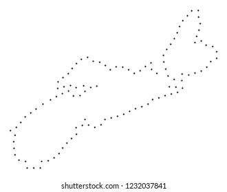 Vector stroke dotted Nova Scotia Province map in black color, small border points have diamond shape. Track the frame points and get Nova Scotia Province map.