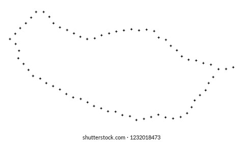 Vector stroke dotted Portugal Madeira Island map in black color, small border points have diamond shape. Connect the frame points and get Portugal Madeira Island map.