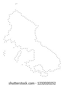 Vector stroke dotted Skyros Greek Island map in black color, small border points have diamond shape. Trace the frame points and get Skyros Greek Island map.