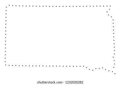 Vector stroke dotted South Dakota State map in black color, small border points have diamond shape. Discover the frame points and get South Dakota State map.