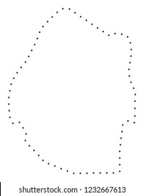 Vector stroke dotted Swaziland map in black color, small border points have diamond shape. Track the frame points and get Swaziland map. Educational geographic draft for Swaziland map quiz.