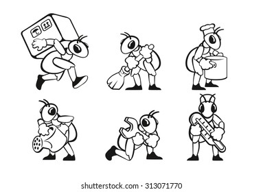 Vector stroke illustration about ant profession