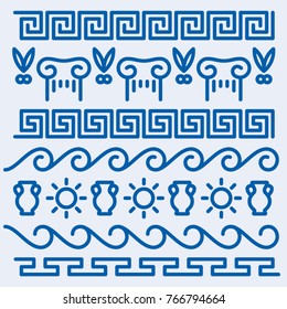 Vector stroke line repeating Greek symbol icons