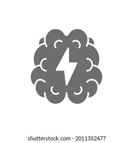 Vector stroke, pain in brain grey icon.