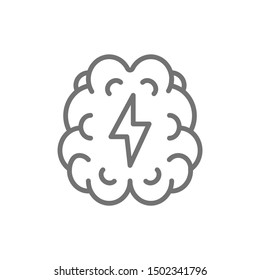 Vector stroke, pain in brain line icon.