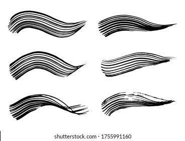 Vector Stroke. Set of Black Ink Strokes. Grunge Dirty Stylish Elements. Vector Grunge Stripes. Modern Textured Paint. Freehand Design. Distressed Grunge. Geometric Vector. Black Brush Stripes.