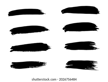 Vector Stroke. Set of Black Ink Strokes. Grunge Dirty Stylish Elements. Vector Grunge Stripes. Modern Textured Lines. Freehand Design. Distressed Image. Geometric Shapes. Black Brush Strokes.