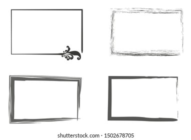 vector stroke sketch brush frames text on white background isolated
