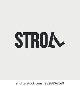 Vector stroll minimal text logo design