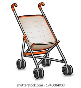 Vector Stroller Cartoon Isolated Design