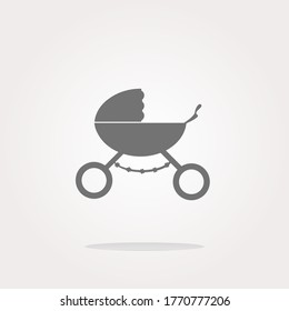 Vector stroller icon in mode web sign. Web Icon Art. Graphic Icon Drawing. Baby carriage 