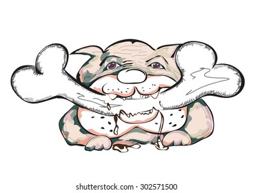 Vector strong Bulldog with bone for your design