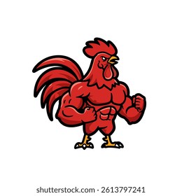 vector strong rooster in cartoon form