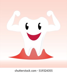 Vector Strong white tooth - Character design cartoon teeth for oral health.