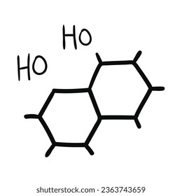 Vector structural formula of minoxidil an ingredient used in aga hair loss treatment.