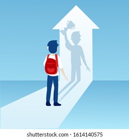 Vector Of A Student Boy Looking At His Shadow Imagining Future Success