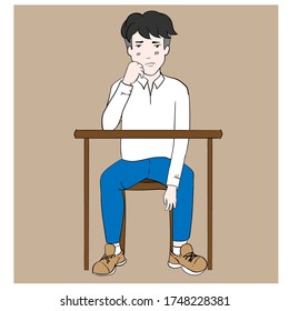 Vector the student feel so boring when he is studying