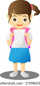 Vector student girl for book  