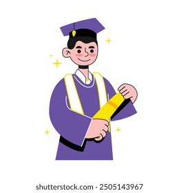 Vector of student man graduated from univeristy